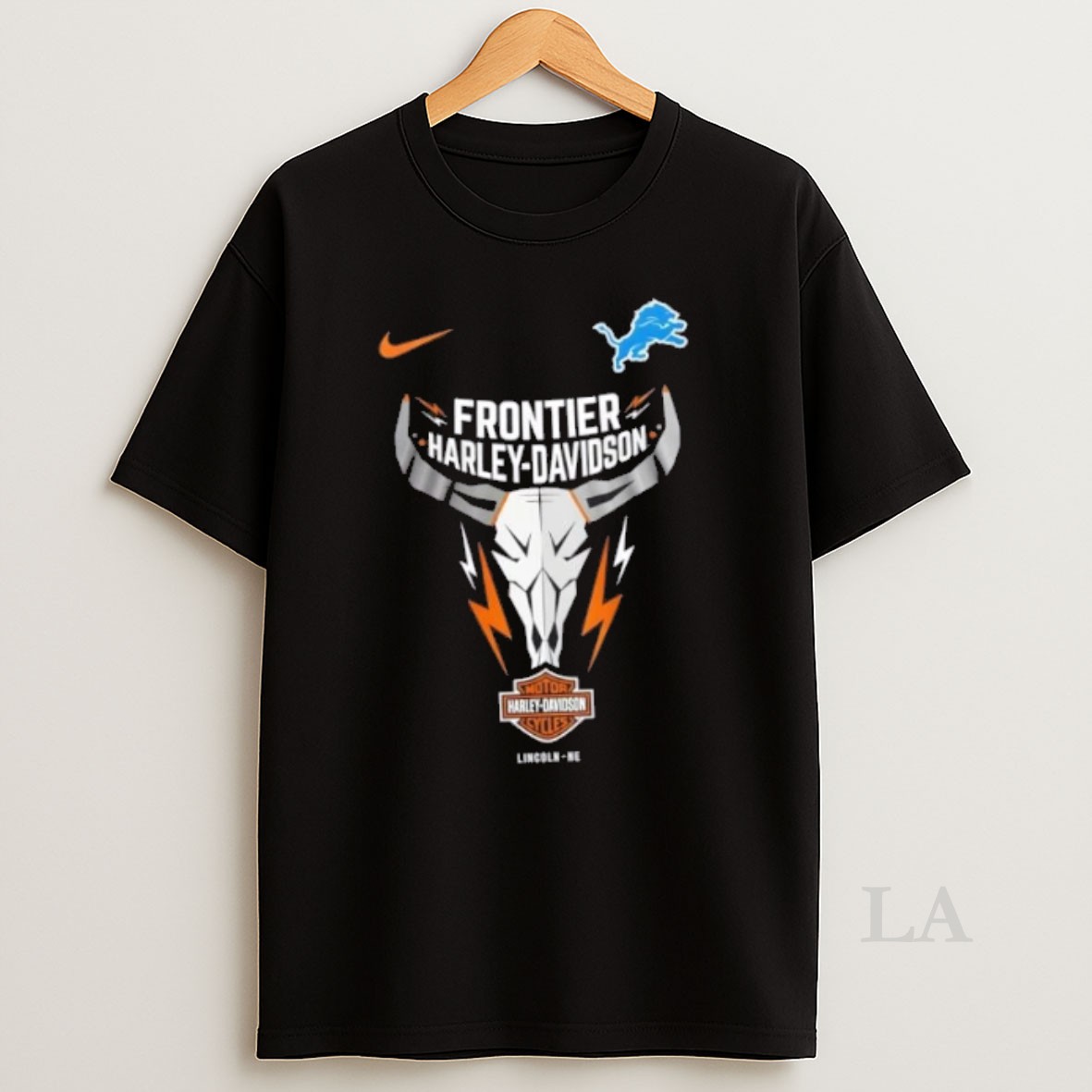Original Nfl Detroit Lions X Frontier Harley Davidson 2 Sided Shirt