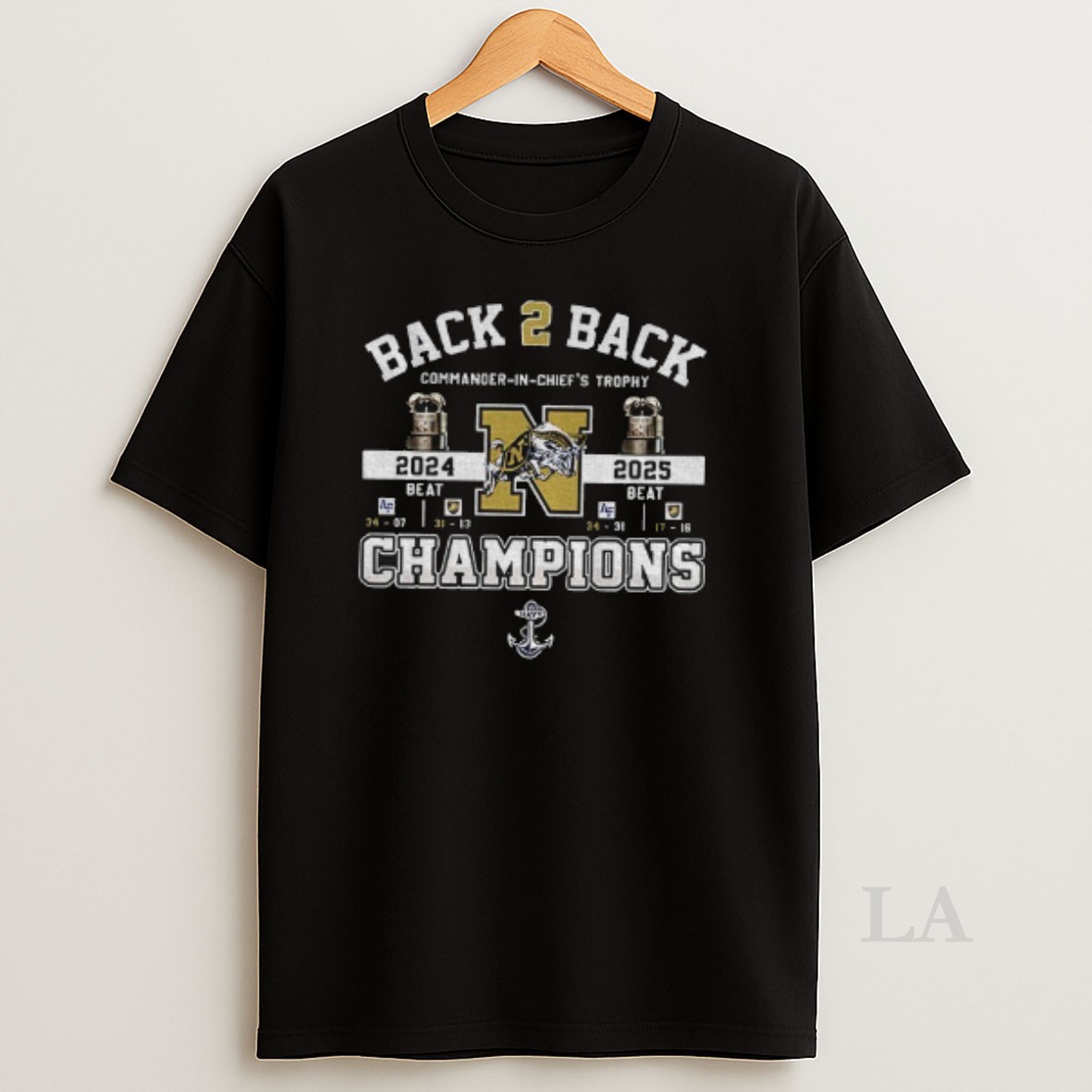 Original Navy Midshipmen Back 2 Back Commander In Chiefs Trophy 2024 2025 Champions Shirt