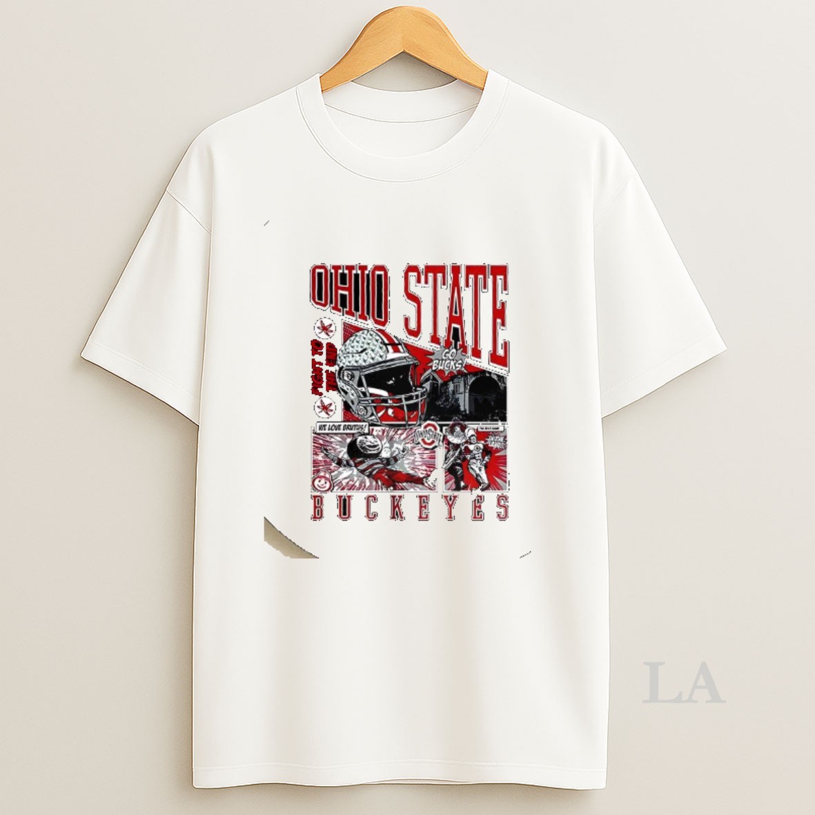 Original Ohio State Buckeyes Football Go Bucks Fight To The End We Love Brutus Comic Shirt