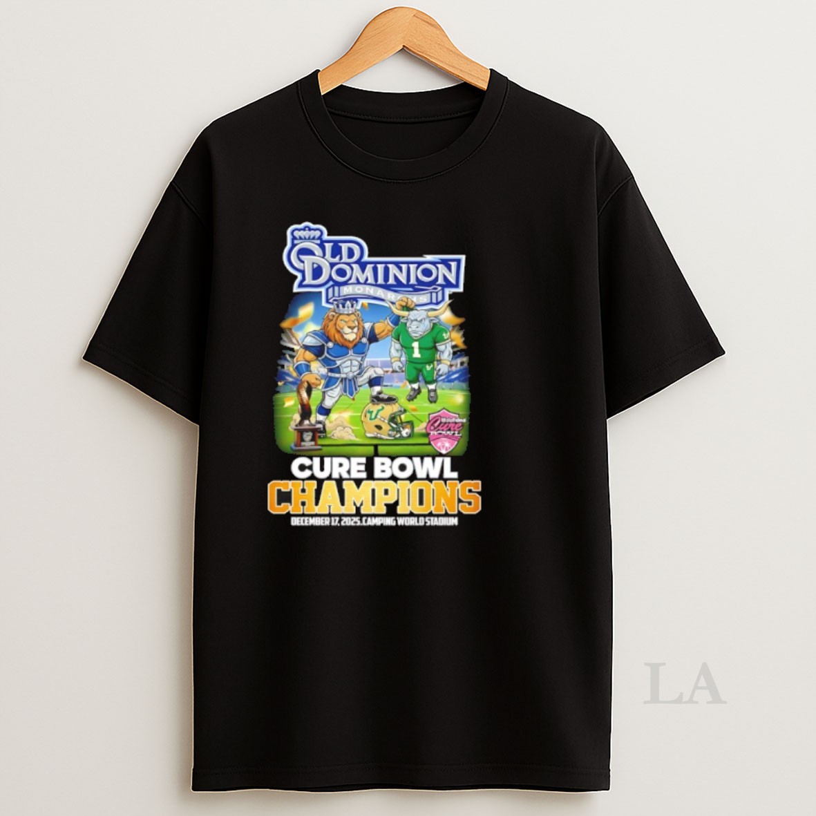 Original Old Dominion 24 10 South Florida 2025 Cure Bowl Champions Mascot Shirt