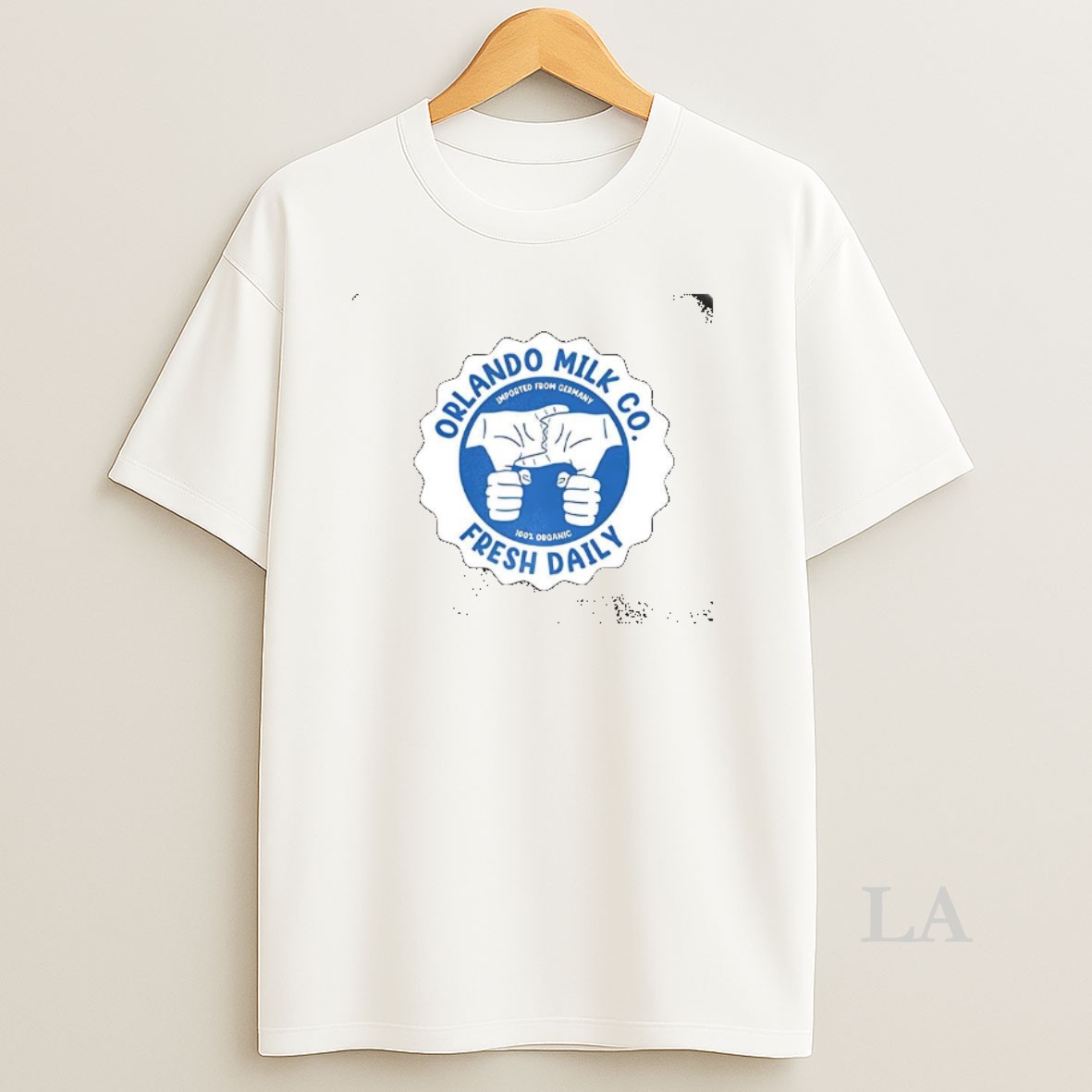 Original Orlando Milk Co Fresh Daily Imported From Germany 100 Percent Organic Logo Shirt