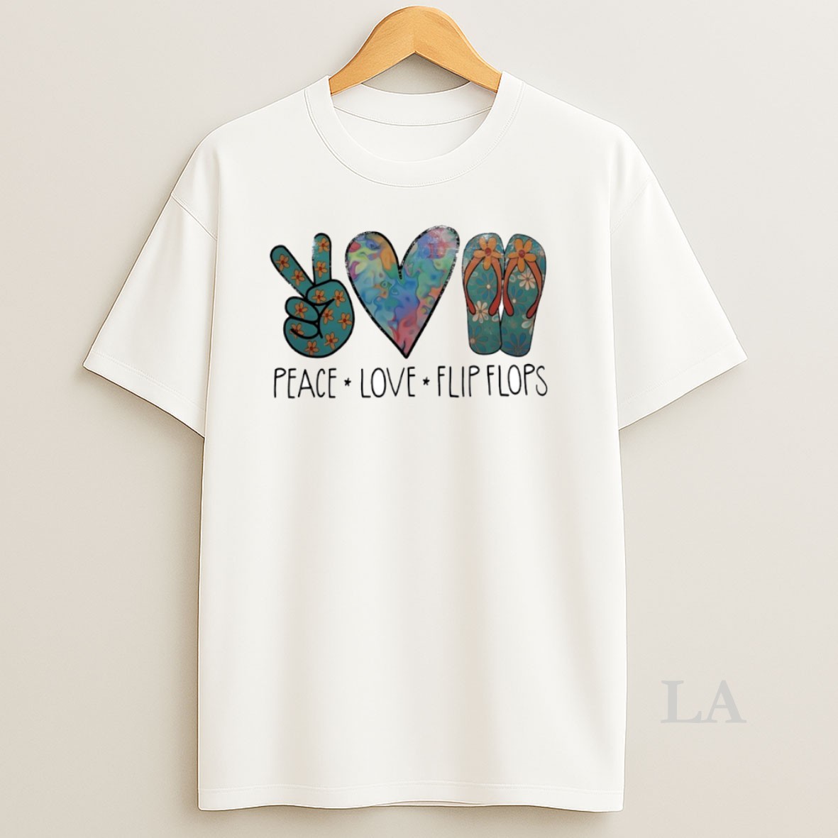 Original Peace Love Flip Flops Circle Shirt