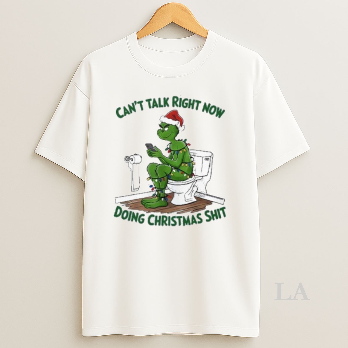 Original Santa Grinch Cant Talk Right Now Doing Christmas Shit Shirt
