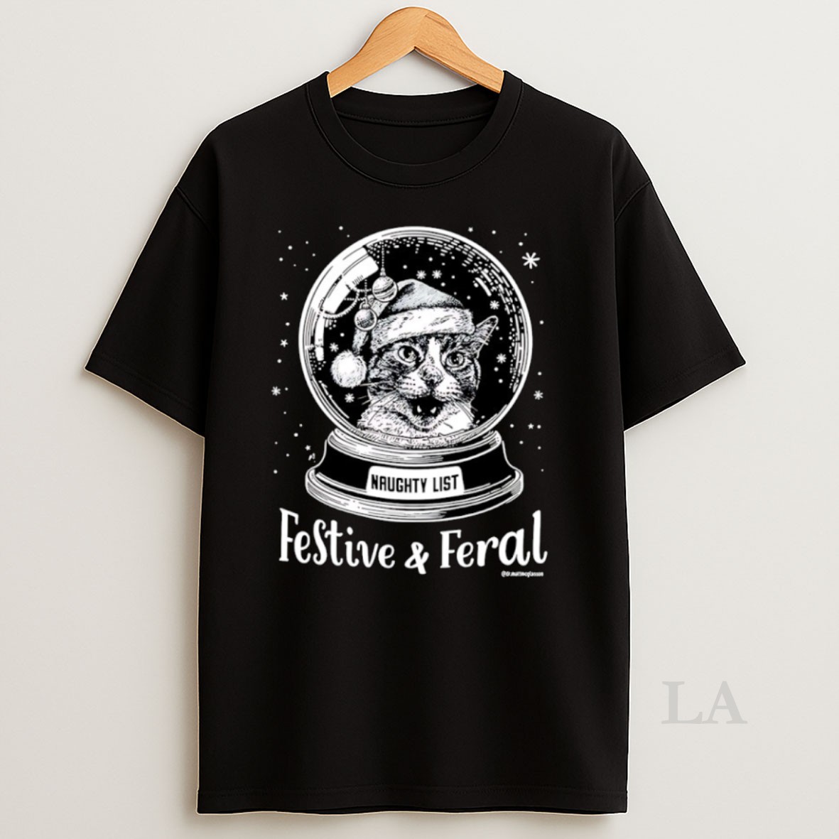 Original Santa Hat Cat Snow Globe Festive And Feral Shirt