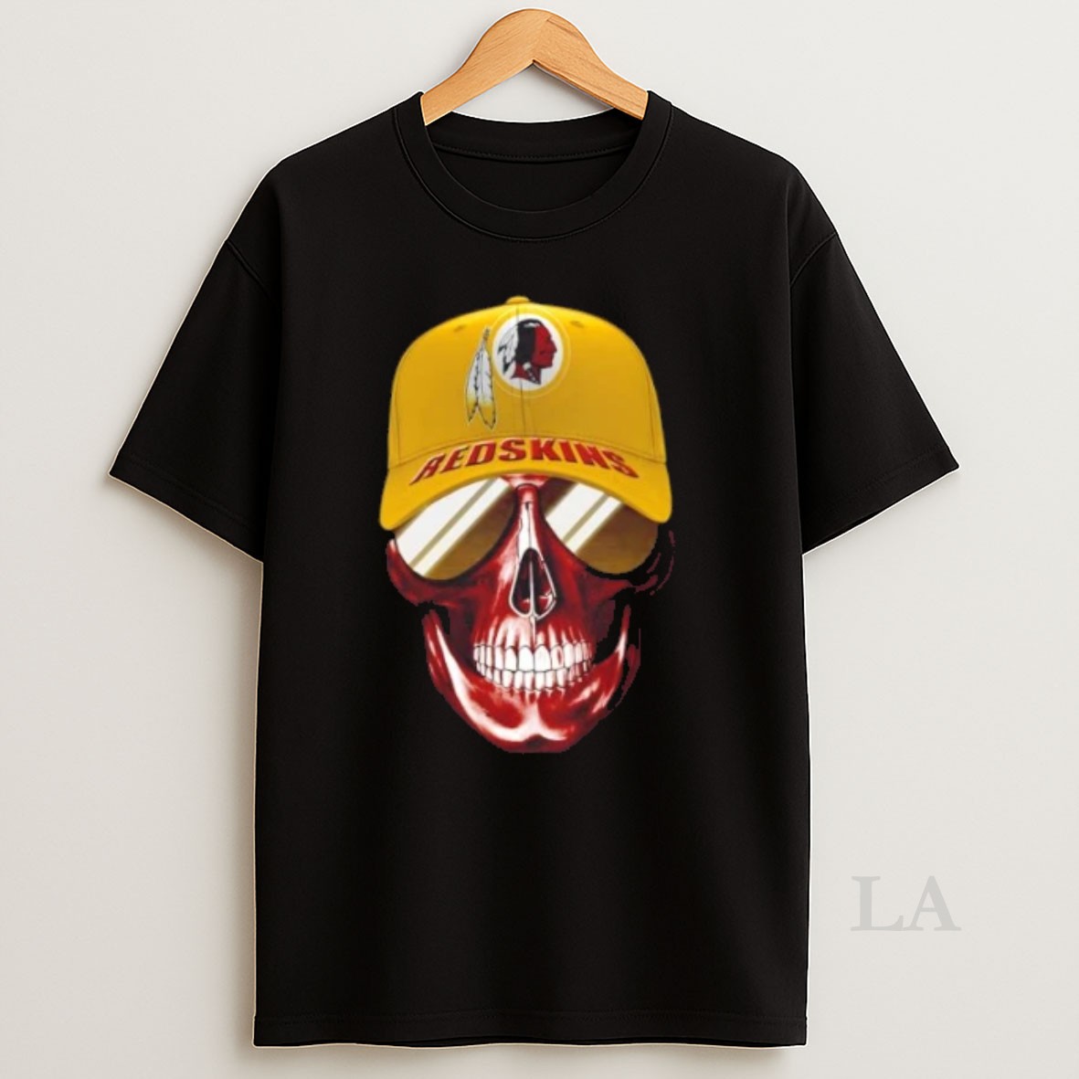 Original Skull Wearing A Cap And Smile Washington Redskins Fans Shirt