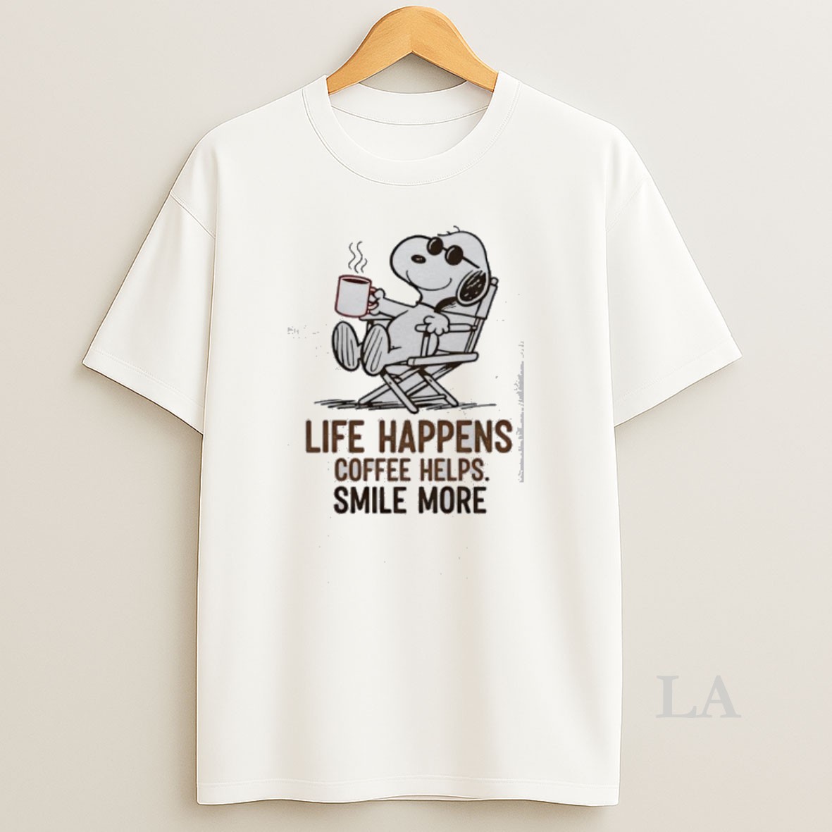 Original Snoopy Life Happens Coffee Helps Smile More Shirt