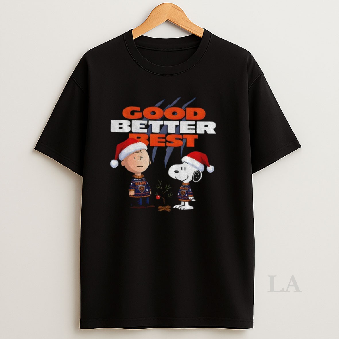 Original Snoopy And Charlie Brown Good Better Best Chicago Bears Football Nfl Christmas Shirt