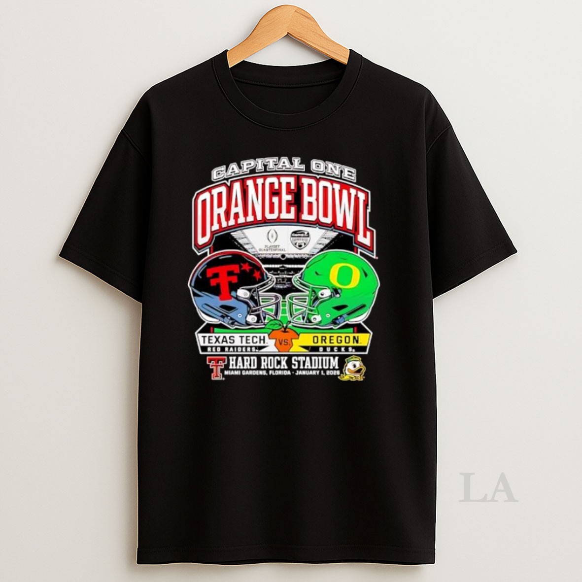 Original Texas Tech Vs Oregon 2025 Capital One Orange Bowl Helmet Shirt