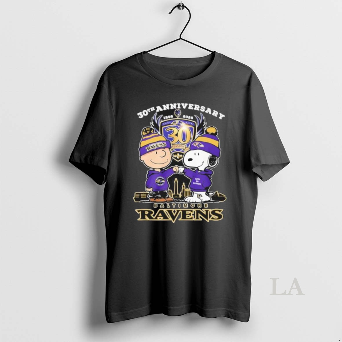 Original The Peanuts Fist Bump X Baltimore Ravens 30th Anniversary Shirt
