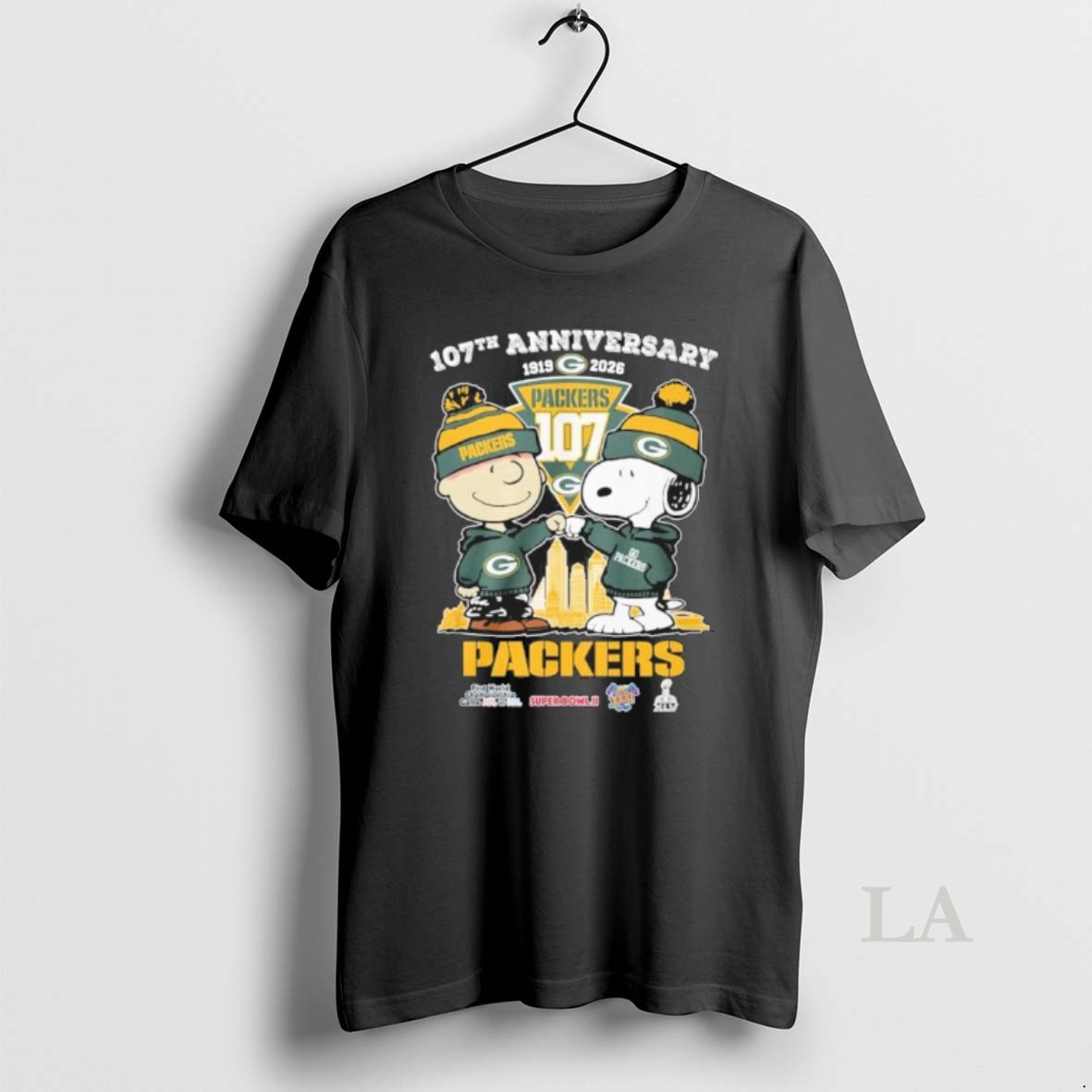 Original The Peanuts Fist Bump X Green Bay Packers 107th Anniversary Shirt