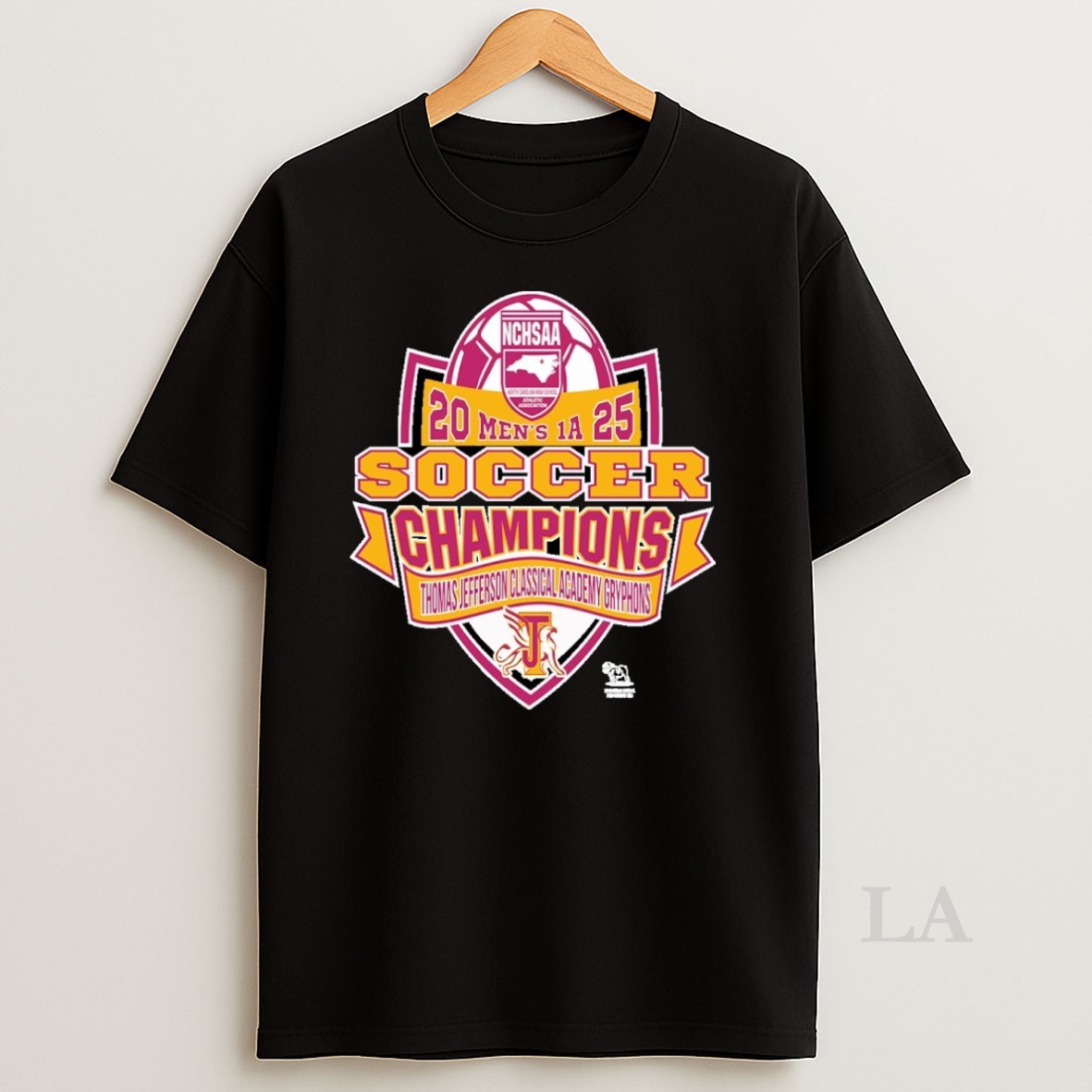 Original Thomas Jefferson Academy Gryphons Nchsaa Soccer Division Mens 1a Champions Shirt