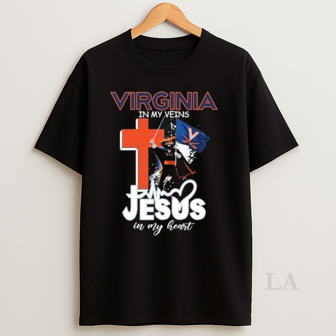 Original Virginia Cavaliers In My Veins Jesus In My Heart Mascot Shirt