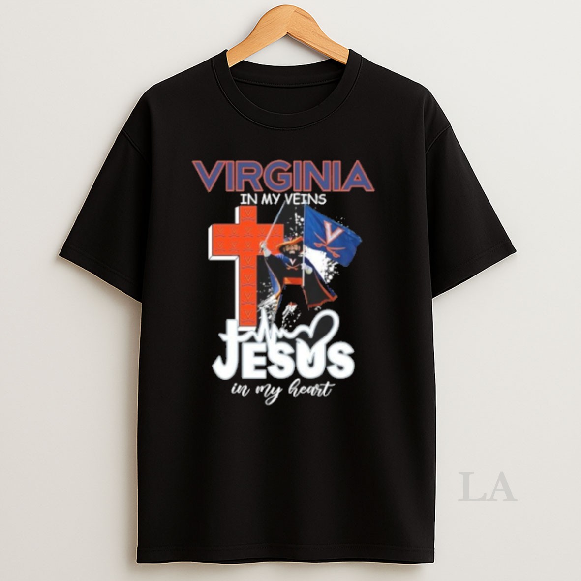 Original Virginia In My Veins Mascot Jesus In My Heart Shirt