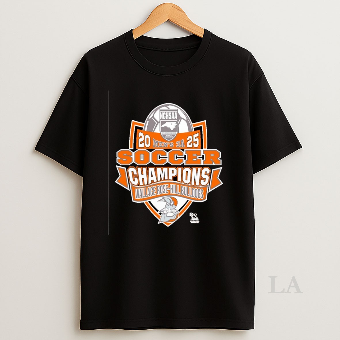 Original Wallace Rose Hill Bulldogs Nchsaa Soccer Division Mens 3a Champions Shirt