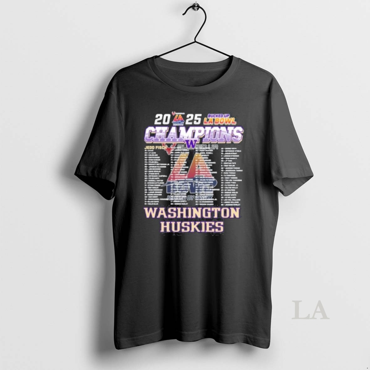 Original Washington Huskies 2025 Bucked Up La Bowl Champions Roster Shirt