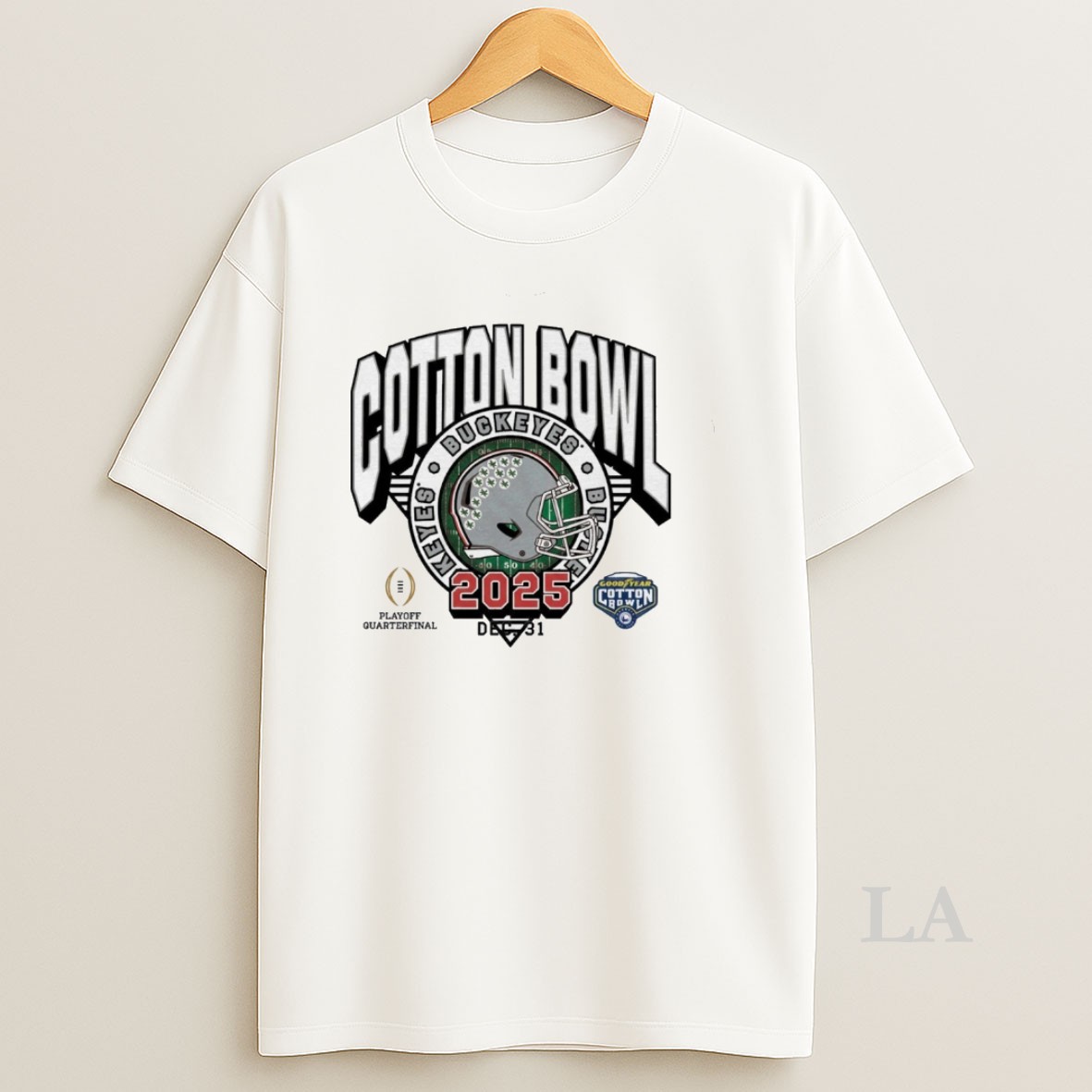 Original Ohio State Buckeyes Goodyear Cotton Bowl December 31 2025 Playoff Quarterfinal Helmet Shirt