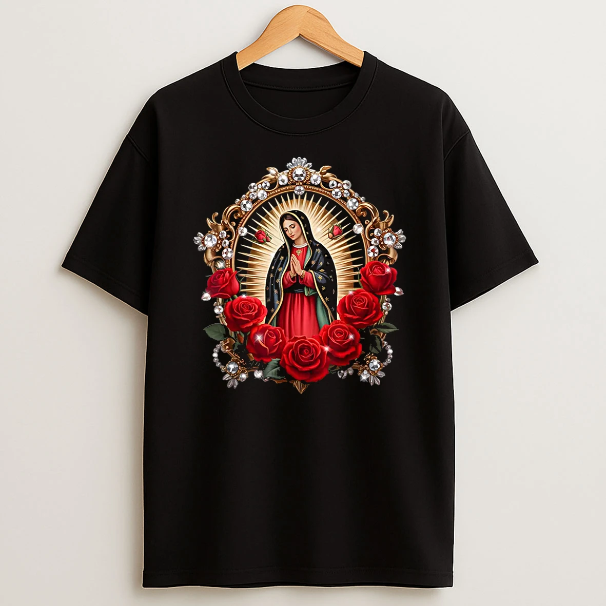 Our Lady Guadalupe Saint Virgin Mary In Roses Flowers Shirts
