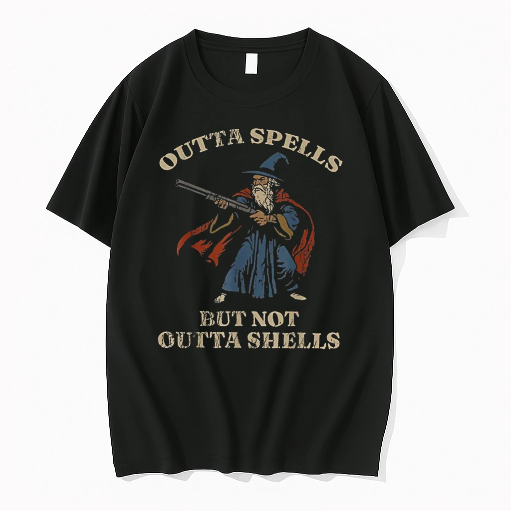 Outta Spells But Not Outta Shells Wizard Fantasy Meme Shirts