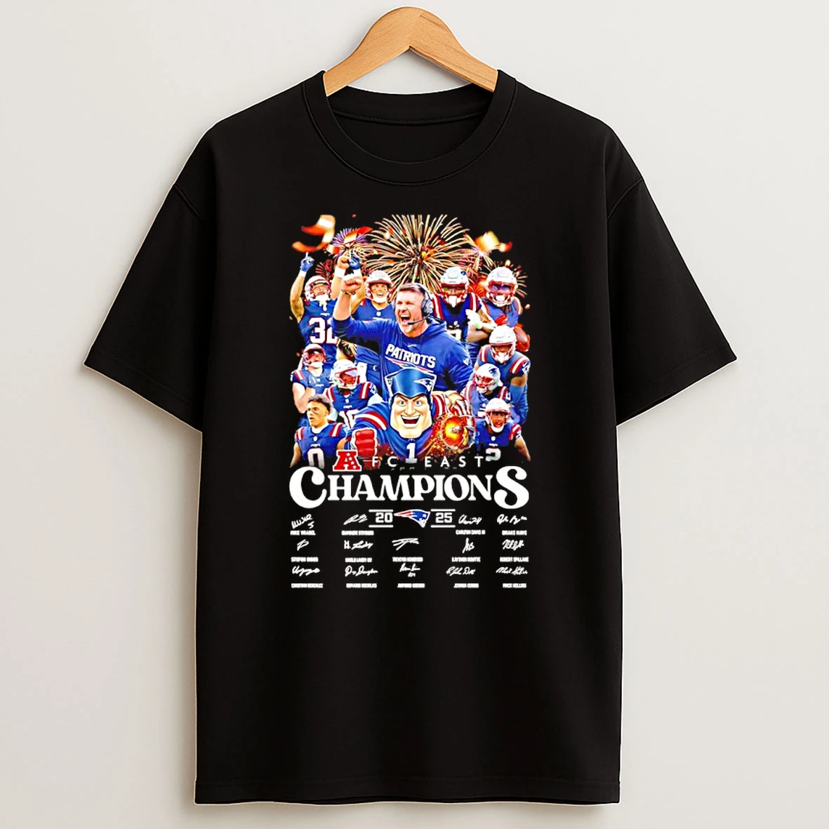 Patriots Football 2025 Afc East Champions Signatures Shirts