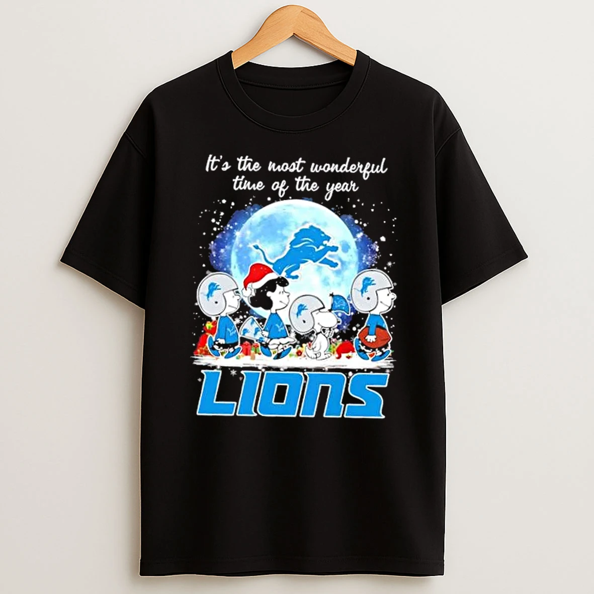 Peanuts Snoopy And Friends Its The Most Wonderful Time Of The Year Detroit Lions Christmas Shirts