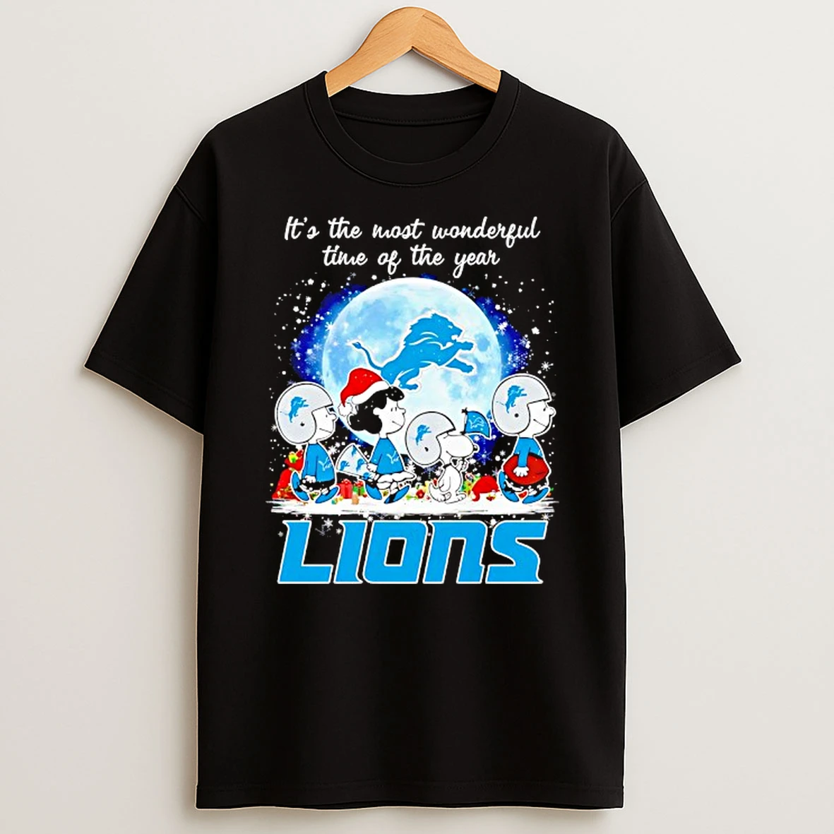Peanuts Characters Detroit Lions Its The Most Wonderful Time Of The Year Christmas Shirts