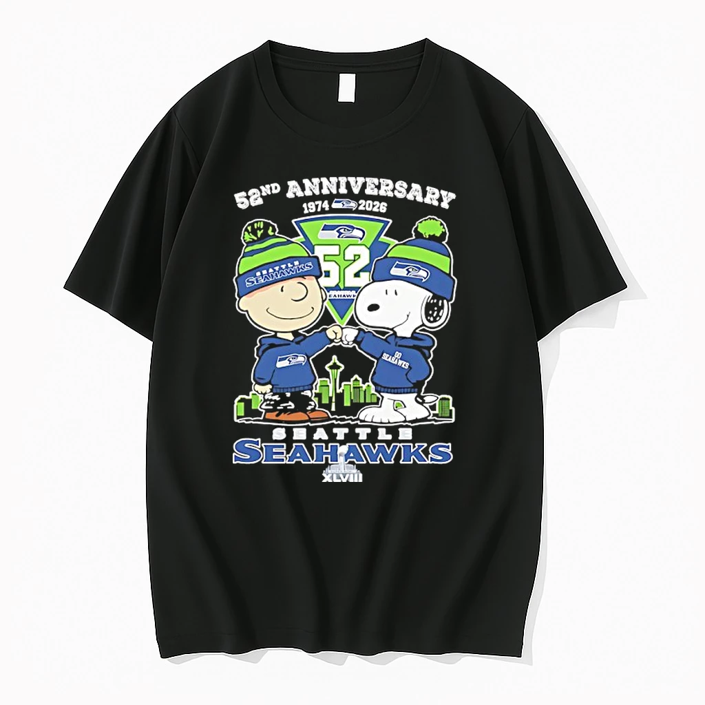 Peanuts X Seattle Seahawks 1974 2026 52nd Anniversary Super Bowl Xlviii Shirts