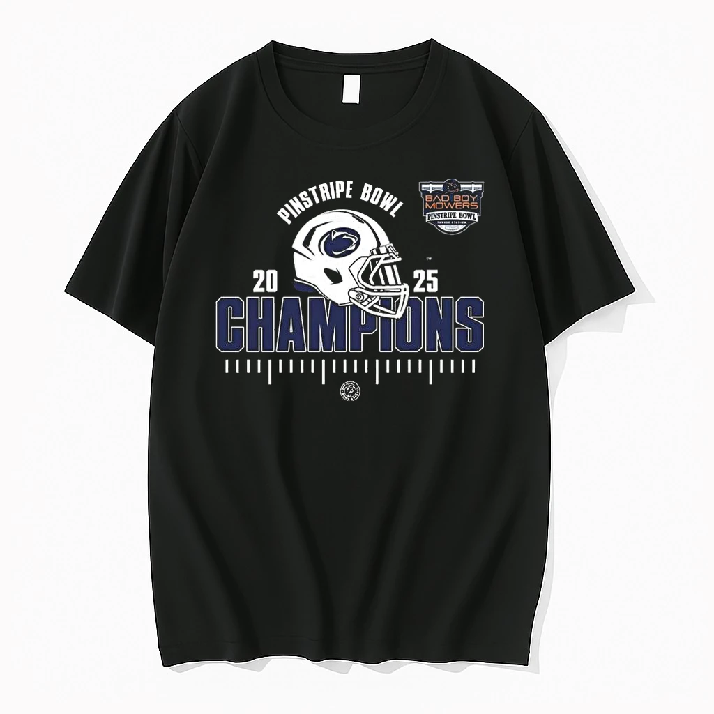 Penn State Nittany Lions 2025 Bad Boy Mowers Pinstripe Bowl Champions Ncaa Football Helmet Logo Shirts