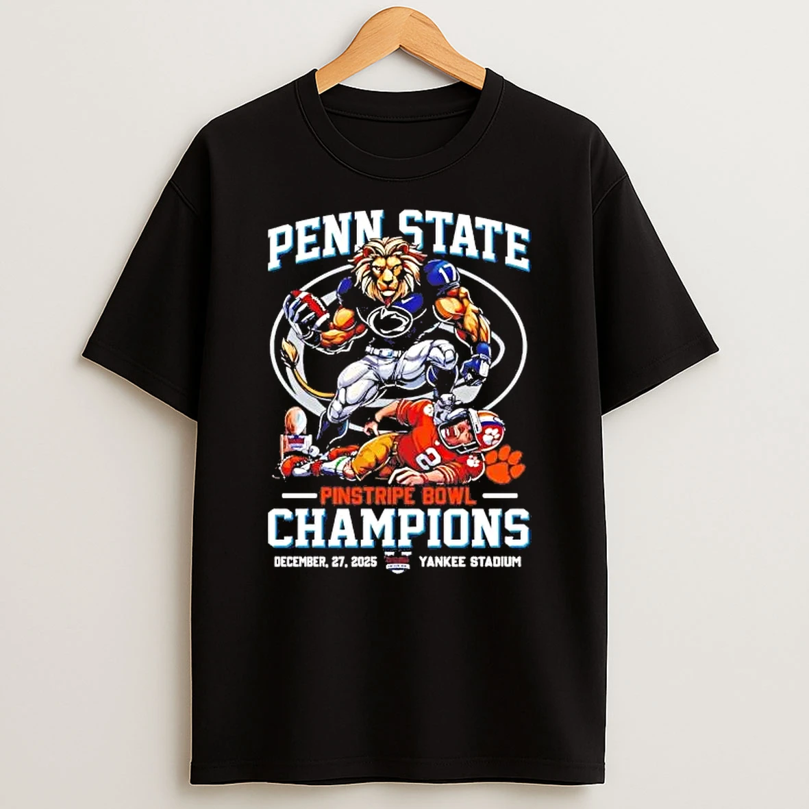 Penn State Nittany Lions 2025 Pinstripe Bowl Champions Mascot Score Shirts
