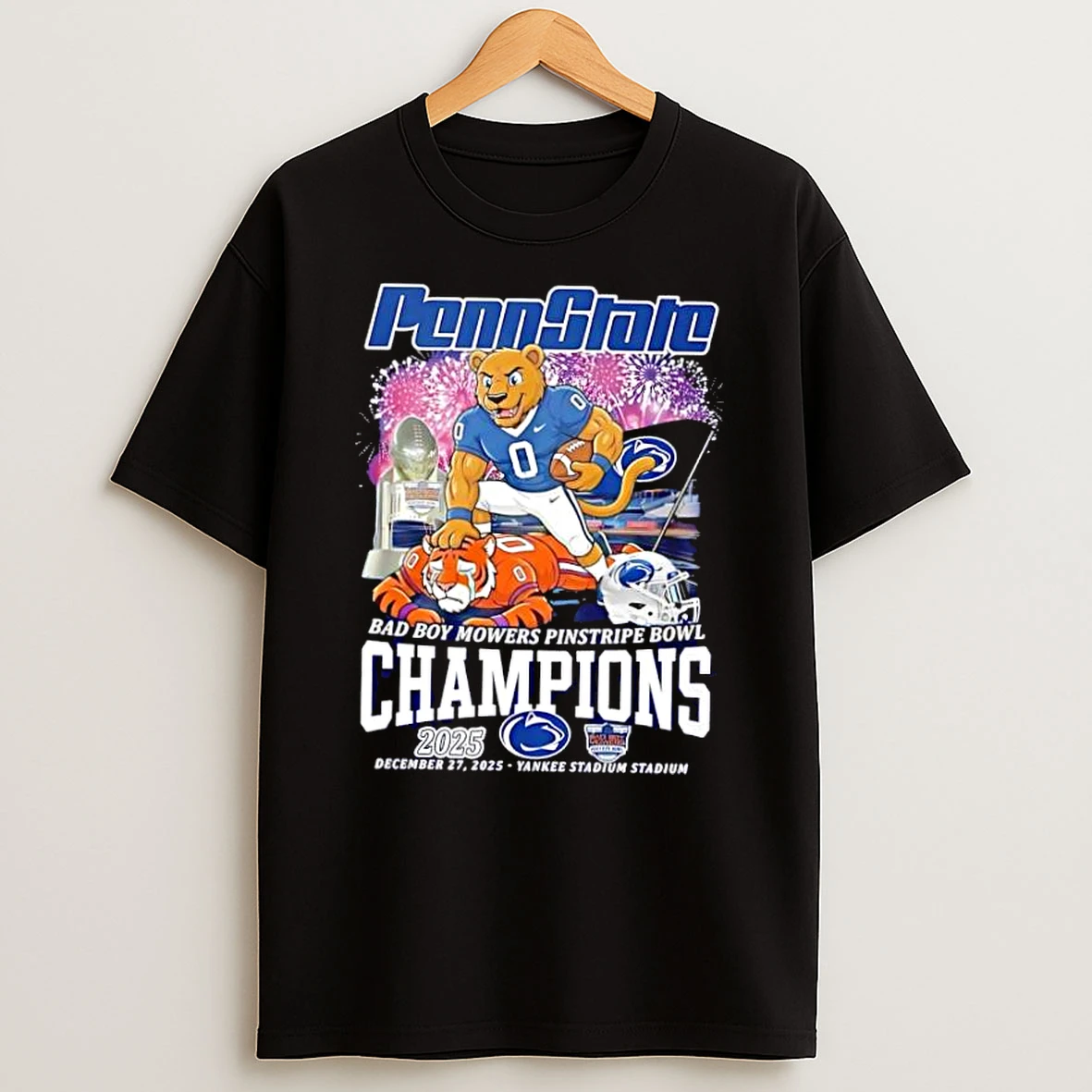 Penn State Nittany Lions Bad Boy Mowers Pinstripe Bowl Champs 2025 Shirts