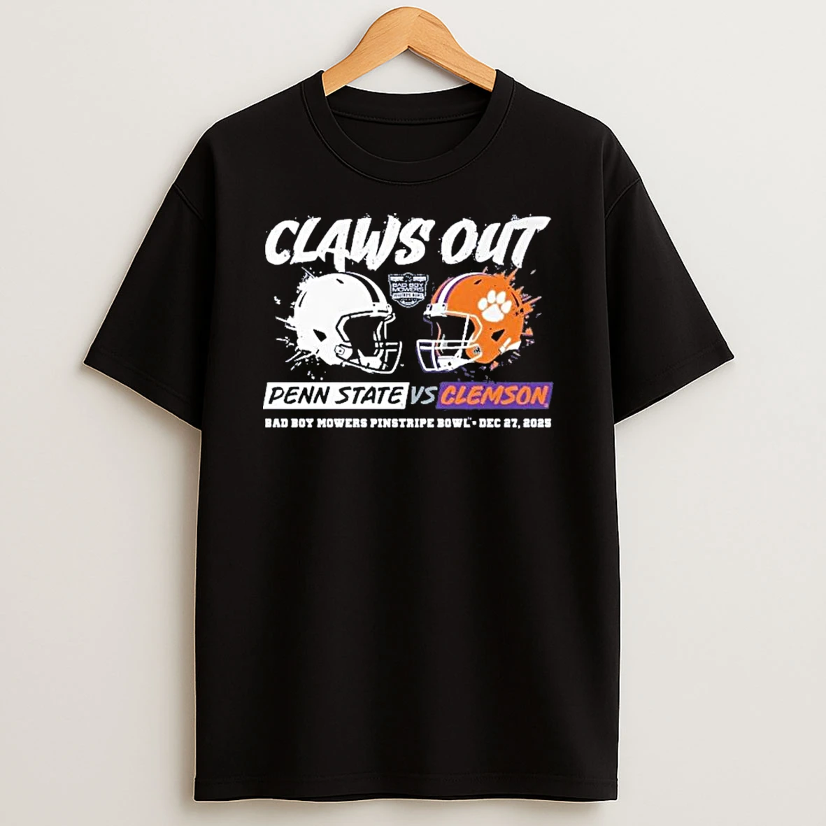 Penn State Vs Clemson 2025 Pinstripe Bowl Claws Out Dueling Helmets Shirts