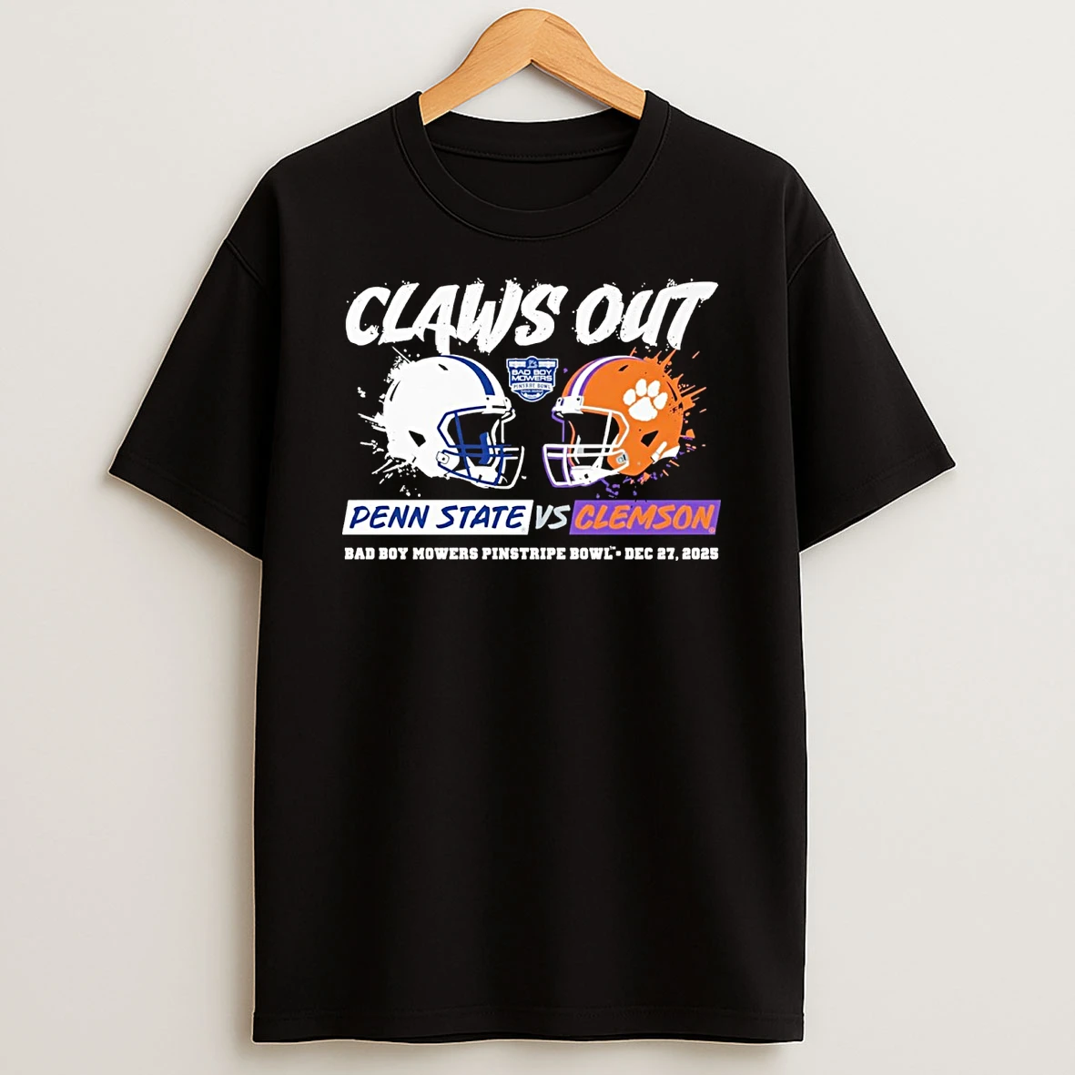 Penn State Vs Clemson 2025 Bad Boy Mowers Pinstripe Bowl Claws Out Dueling Helmets Dec 27 Shirts