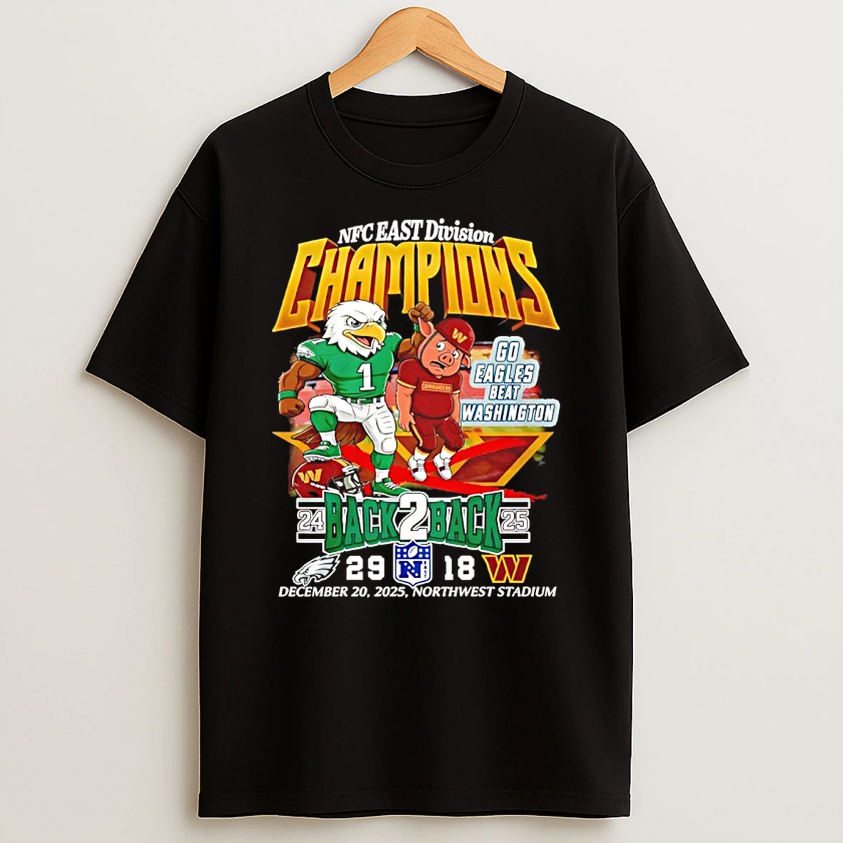 Philadelphia Eagles 2025 Nfc East Division Champions Back To Back Go Eagle Beat Washington Shirts