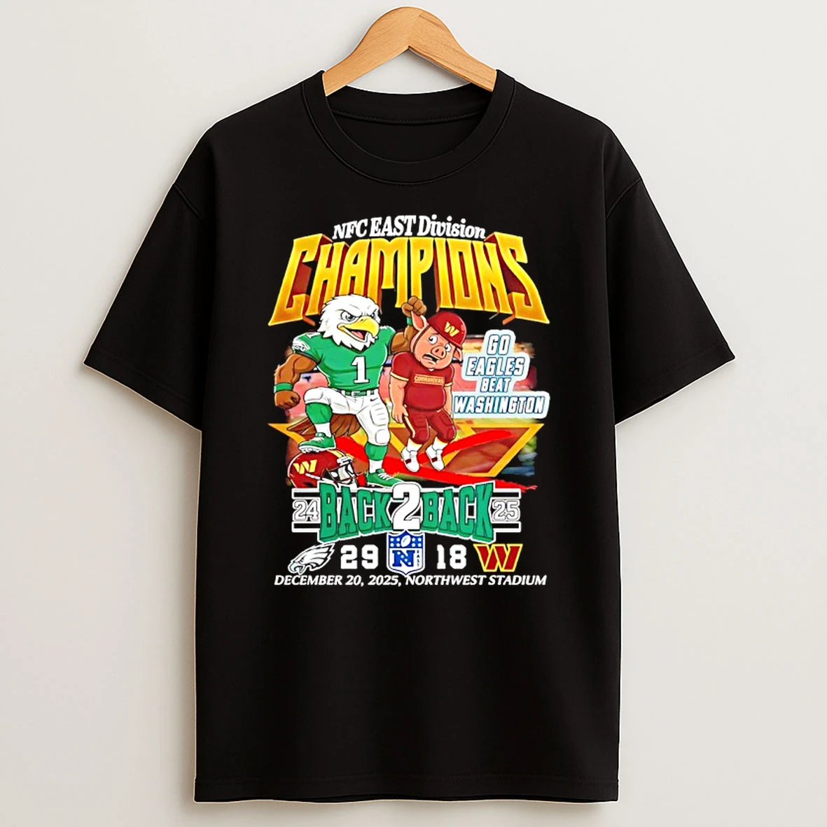 Philadelphia Eagles Nfc East Division Champions 2025 Back 2 Back Mascot Shirts