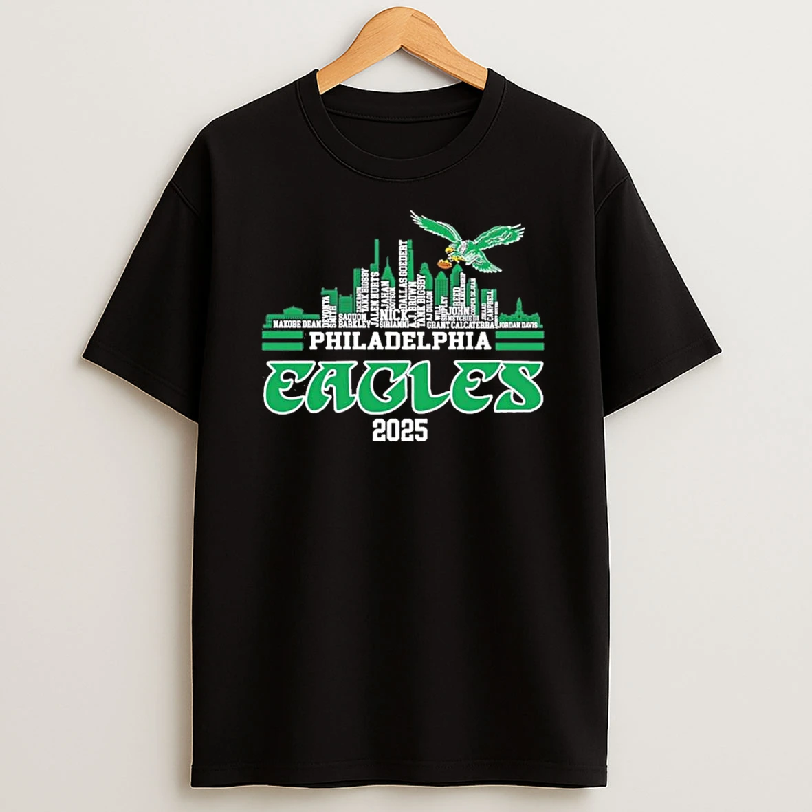 Philadelphia Eagles Skyline 2025 Player Name Shirts
