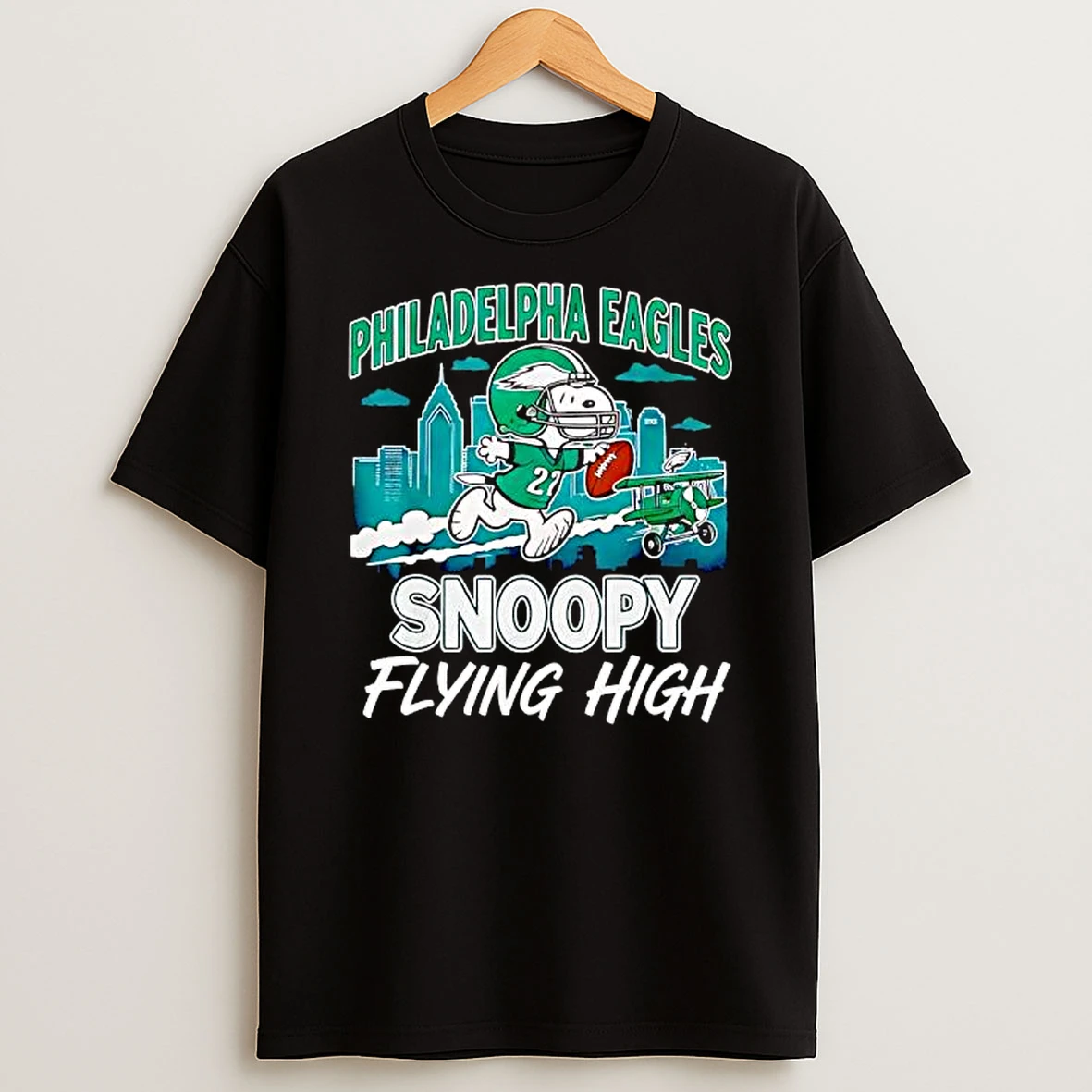 Philadelphia Eagles Snoopy Flying High Football Peanuts Fan Shirts