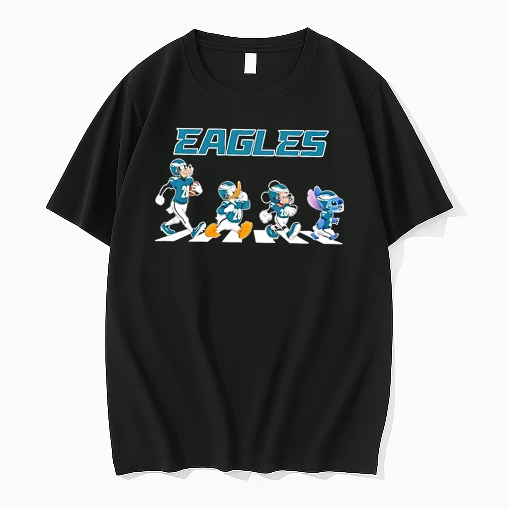 Philadelphia Eagles X Disney Stitch Mickey Donald Duck Goofy Abbey Road Shirts