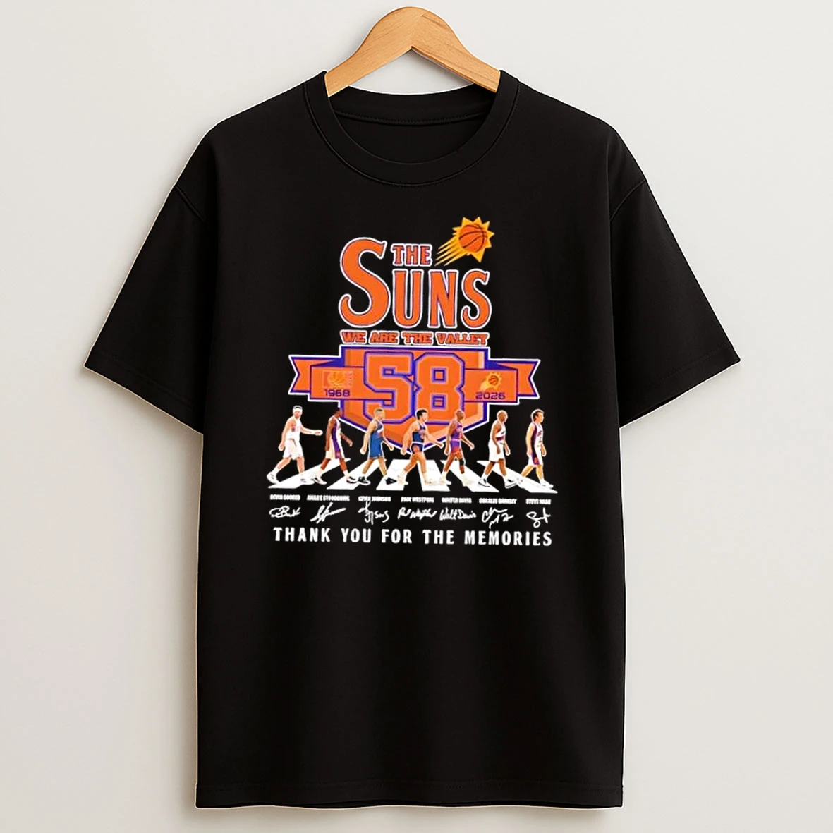 Phoenix Suns We Are The Valley 58 Years 1969 2026 Devin Booker And Players Thank You For The Memories Shirts