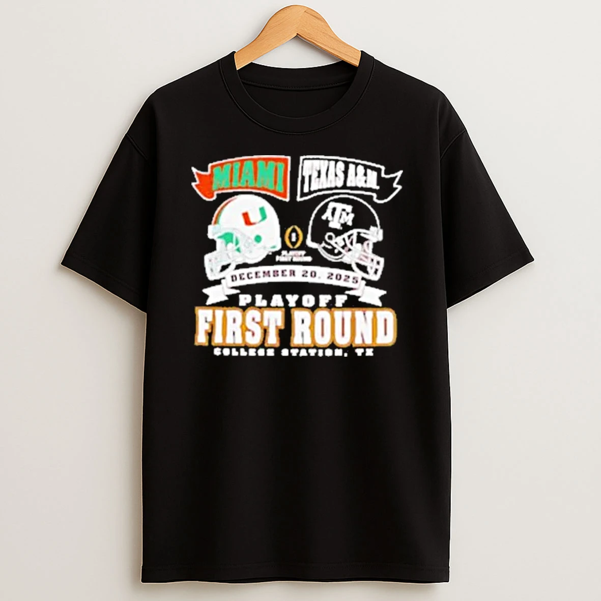 Playoff First Round Game Miami Hurricanes Vs Texas Am Aggies December 20th 2025 Shirts