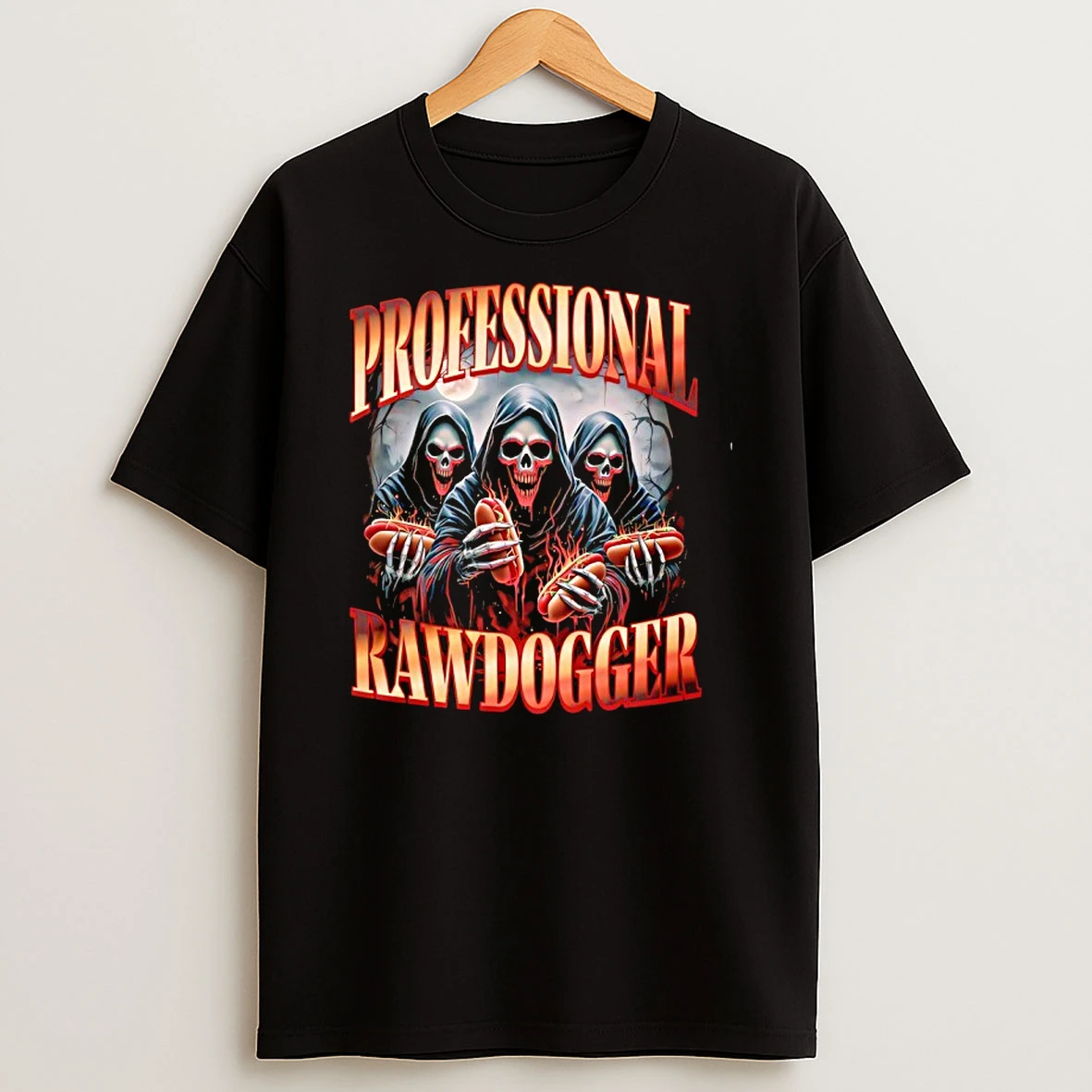 Professional Rawdogger Skeleton Hotdog Shirts