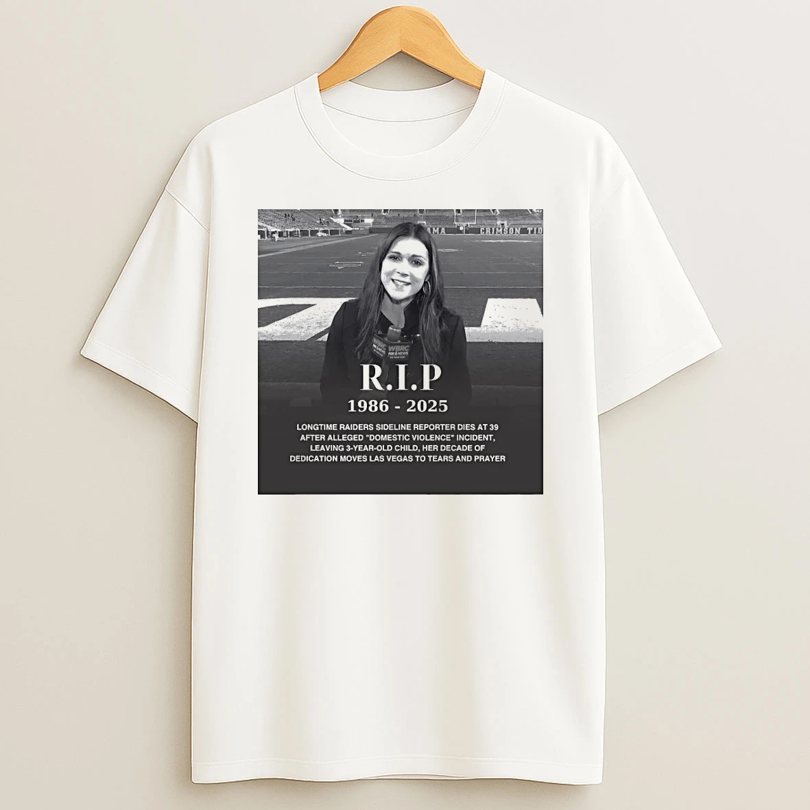 Rip 1986 2025 Longtime Raiders Sideline Reporter Dies At 39 After Alleged Domestic Violence Incident Shirts