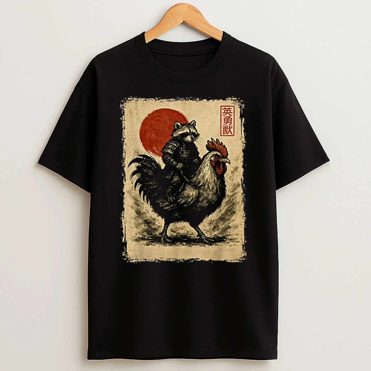 Raccoon Rooster Chicken Japanese Ukiyo E Art Shirts