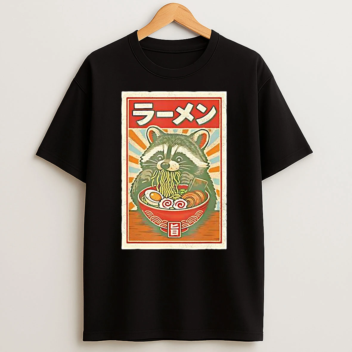 Raccoon Eating Ramen Japanese Cuisine Retro Shirts
