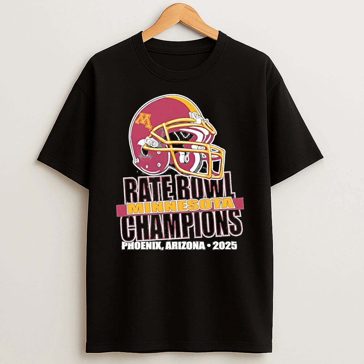 Rate Bowl 2025 University Of Minnesota Golden Gophers Champs Helmet Shirts