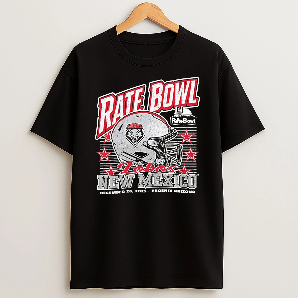 Rate Bowl 2025 University Of New Mexico Lobos Beveled December 26 Phoenix Arizona Vintage Helmet Shirts