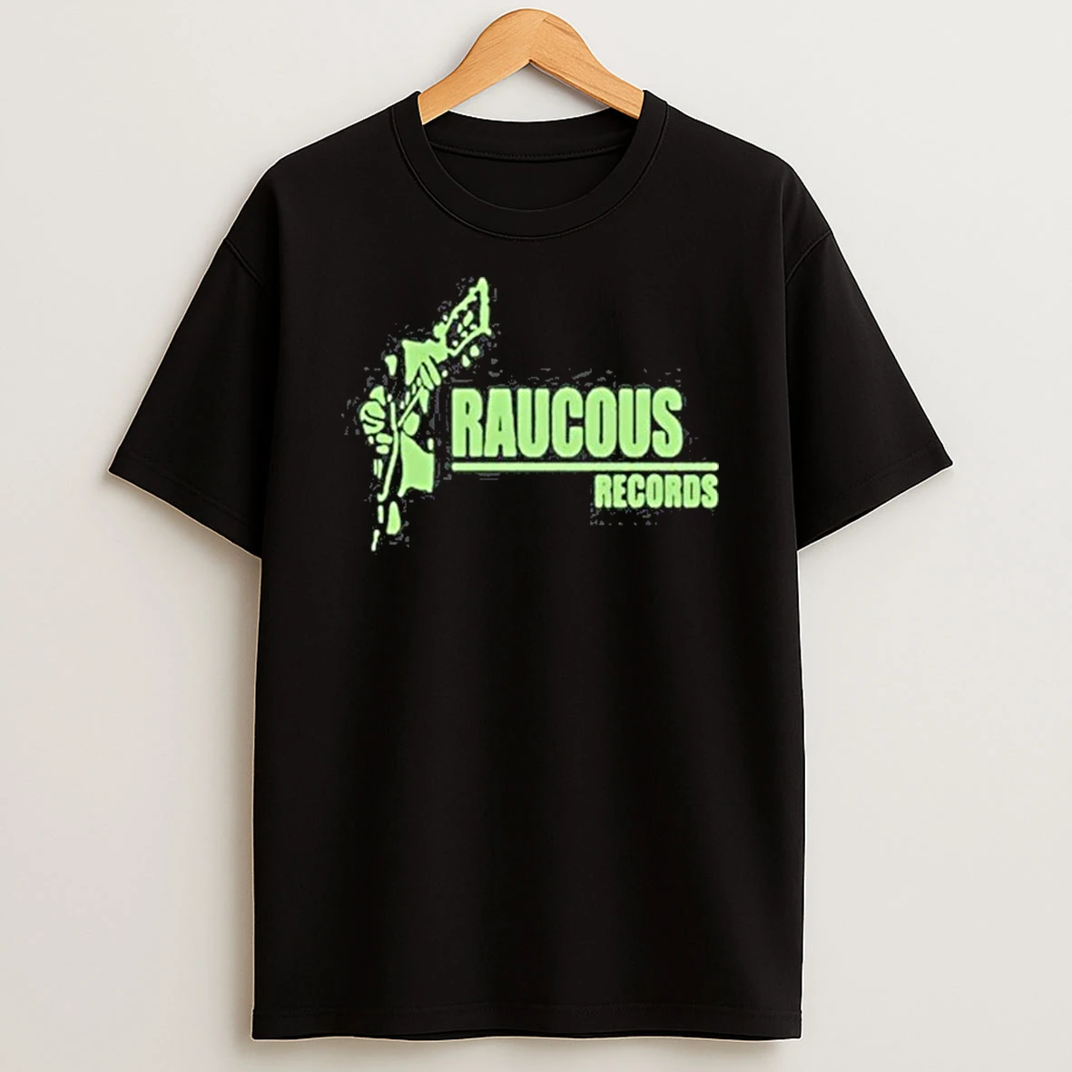 Raucous Records Guitar Logo Shirts