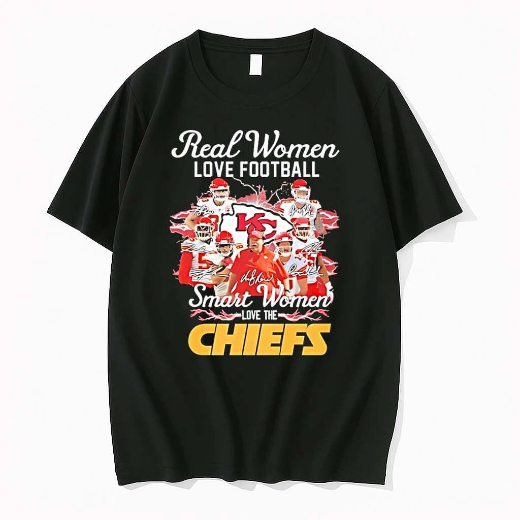 Real Women Love Football Smart Women Love The Kansas City Chiefs Signatures Team Logo Shirts