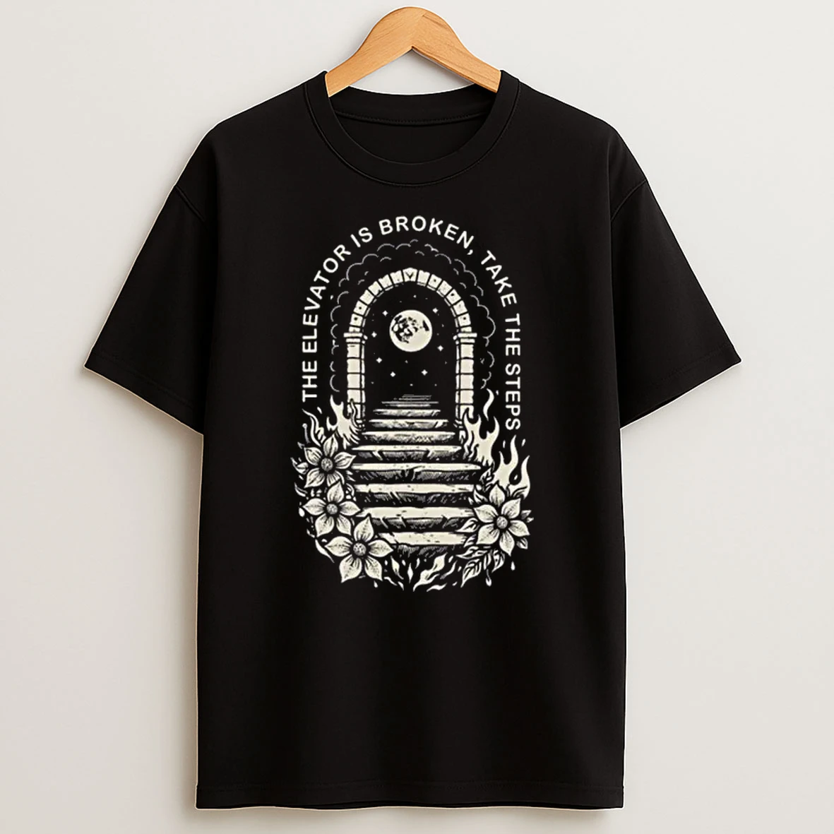 Recovery Aa Na Sober Life Elevator Broken Takes The Steps Shirts