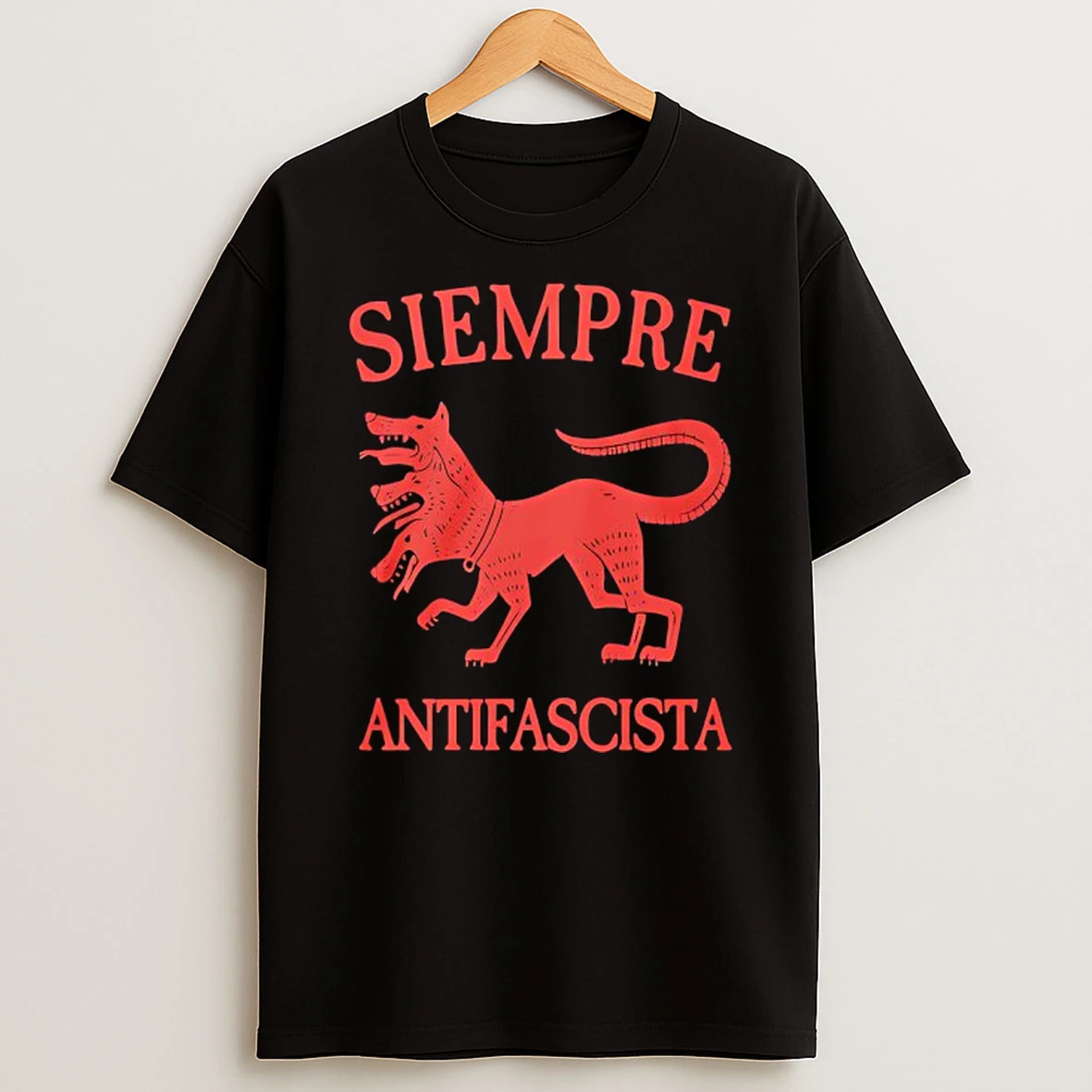 Red Three Headed Cerberus Siempre Antifascista Shirts