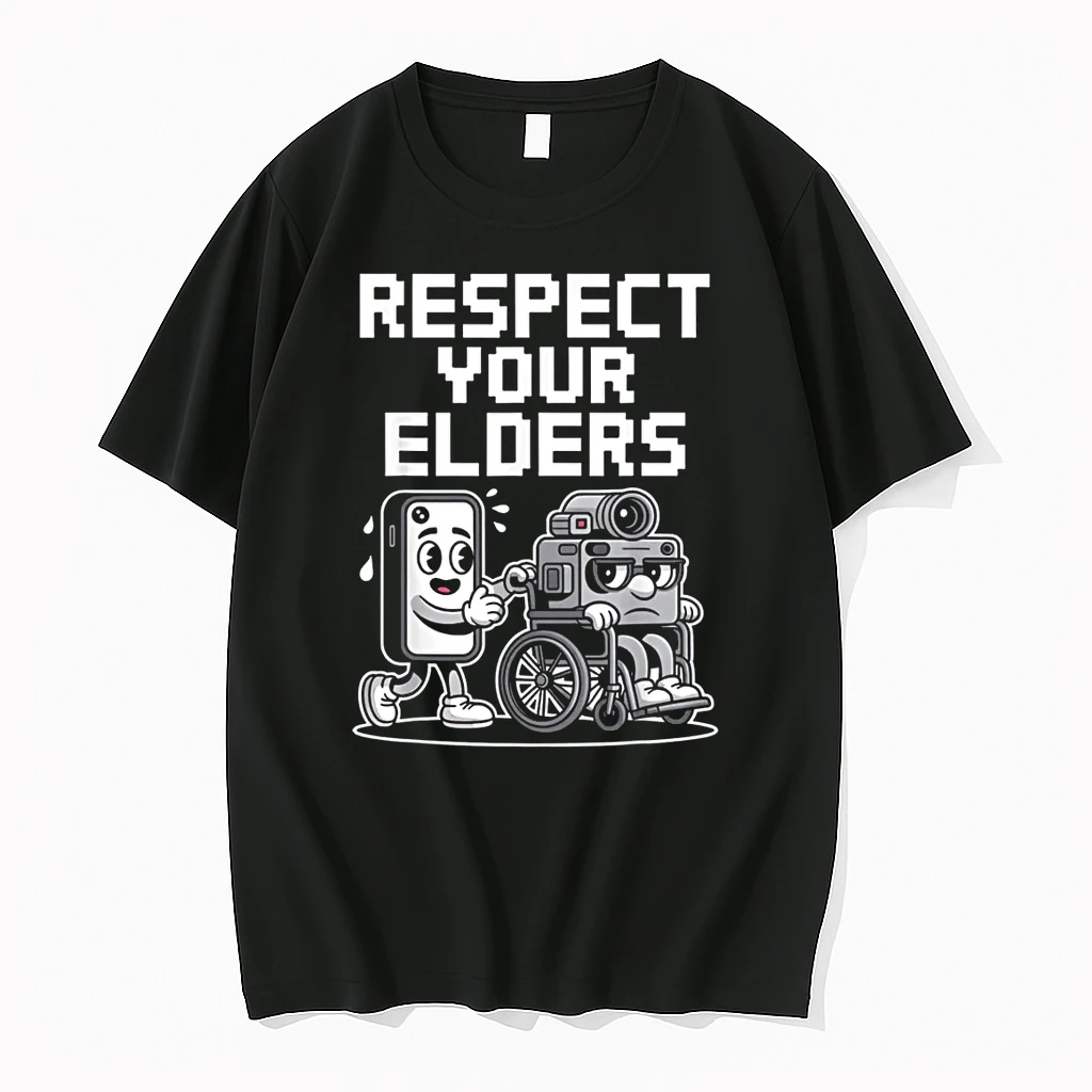 Respect Your Elders Retro Tech Camera Phone Cartoon Shirts