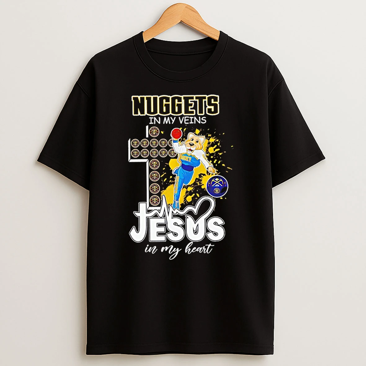 Rocky The Mountain Lion Denver Nuggets In My Veins Jesus In My Heart Shirts